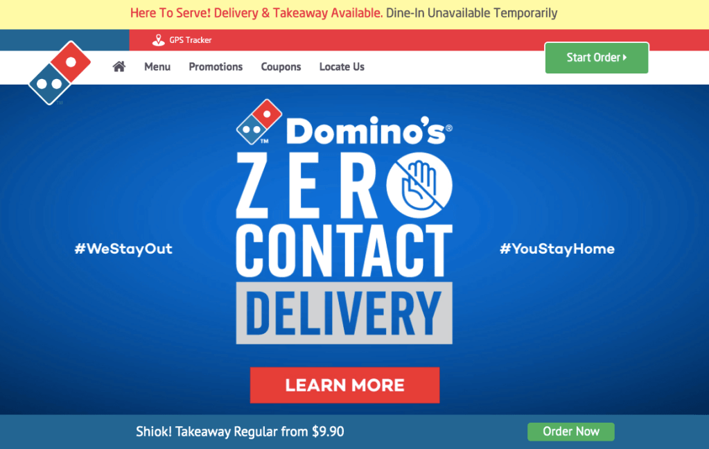 Domino's pizza top delivery fast food in Singapore