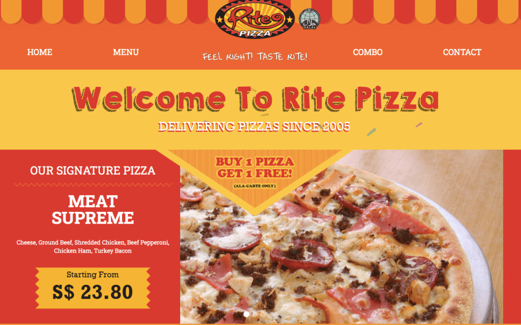 RITE PIZZA in Singapore. Top delivery service Pizza fast food in Singapore